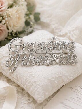Grandma of the Bride Silver Rhinestone Brooch Pin